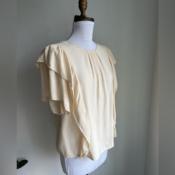 ANTHROPOLOGIE MAEVE FLUTTER SLEEVE BLUSH PINK BLOUSE SIZE SMALL - Picture 2 of 5